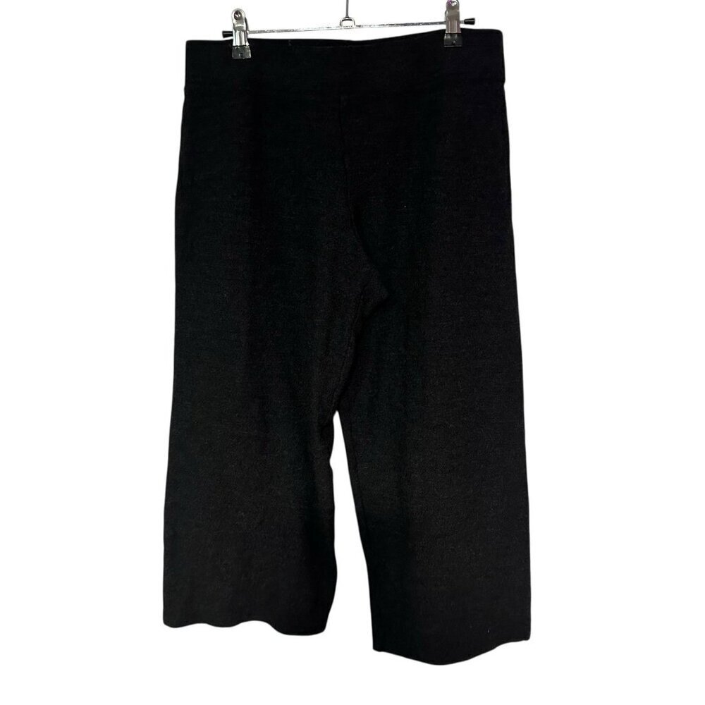 Eileen Fisher Wool Blend Wide Leg Cropped Capri Pants Textured Dark Gray Small